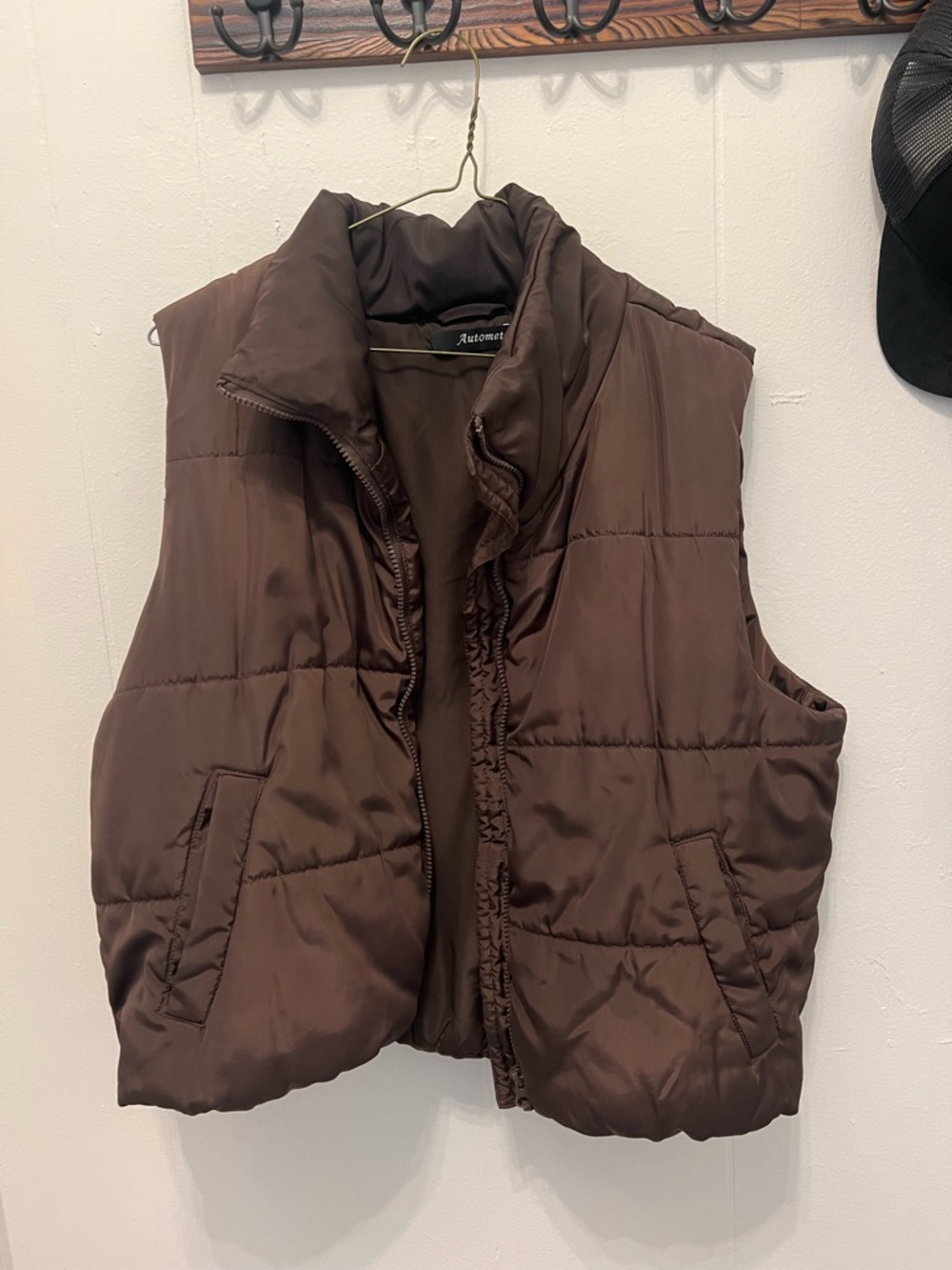 Brown Cropped Puffer Vest